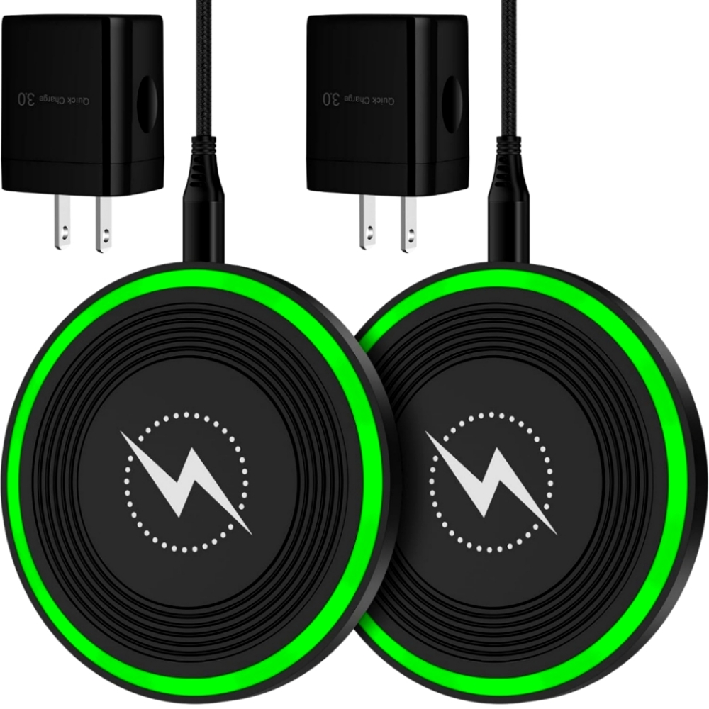 18W Wireless Charging Pads with Adapters - Black and Green
